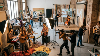 Casting artistas emergentes para participar en sesiones musicales y exposiciones artísticas